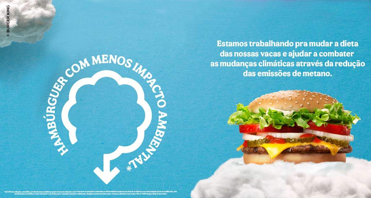 BURGER KING anuncia estudo aberto que reduz em 33% a emissão de gás metano de vacas e bois