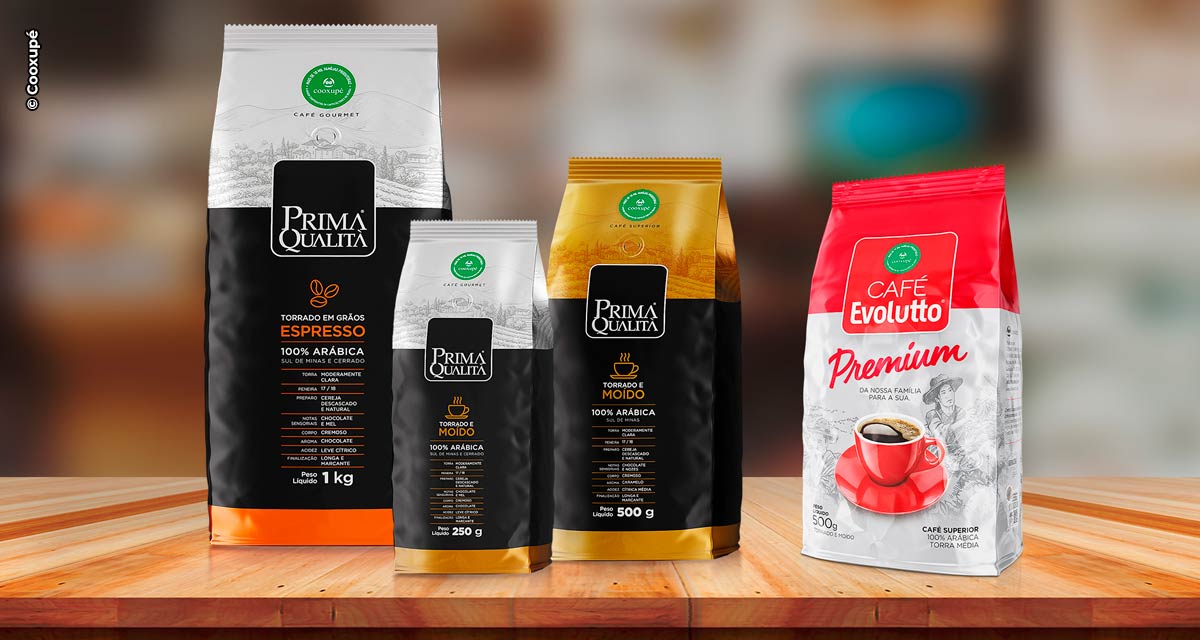 Cooxupé lança versão premium do café Evolutto e novas embalagens dos cafés Prima Qualità